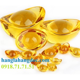 Thỏi vàng kim nguyên bảo bằng pha lê tinh khiết K9 dài 4cm, mẫu số 1