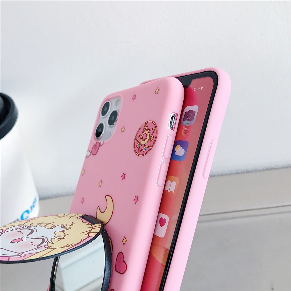 iPhone 12 Mini 11 Pro Max X XR XS Max 8 7 6 6S Plus SE 2020 Sailor Moon Mobile Phone Soft Case with The Same Sailor Moon Mirror