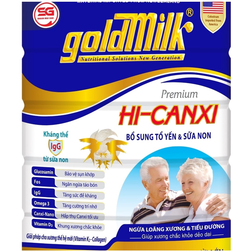 Sữa Goldmilk Hi-Canxi hộp 900G mẫu mới (Bổ sung sữa non &amp; tổ yến)