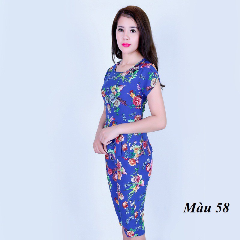 Bộ mặc nhà lanh  Vicci BN057, thiết kế áo cộc tay dáng peplum phối quần lửng in họa tiết