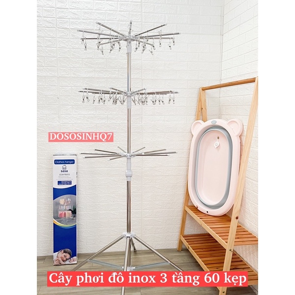 Cây phơi đồ inox 3 tầng 60 kẹp