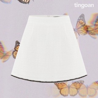 Chân váy tweed bện dây cạp cao trắng tingoan LOVIN' TWEED SKIRT/WH