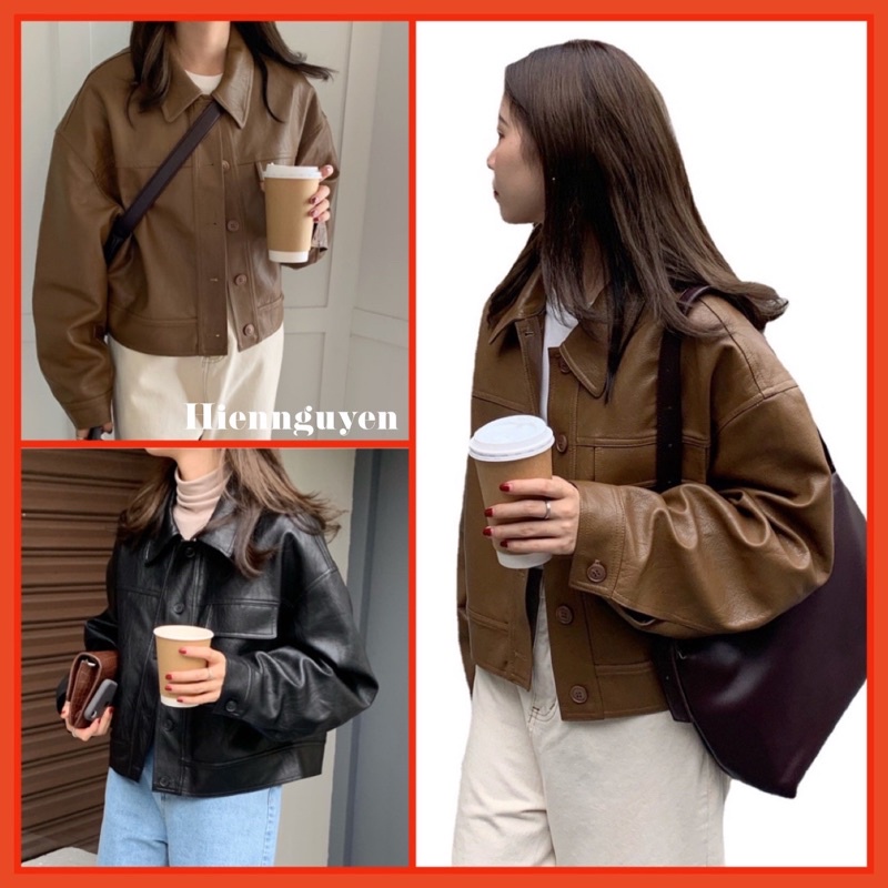 Khoát jacket kiểu dáng ngắn croptop tay bồng cá tính hàn quốc
