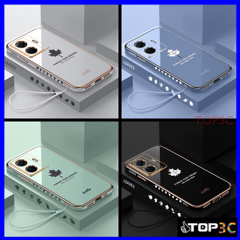 ốp lưng vivo Y55 Ốp Điện Thoại Họa Tiết Lá Phong Cho Vivo Y76 5G Y12S Y20 Y20S Y11 Y17 Y15 Y12 Y50 Y30 Y91C Y1S Y81 Y81i FY