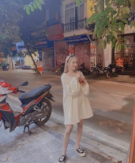 ĐẦM DOLL TRẮNG CỔ BÈO TAY BÍ