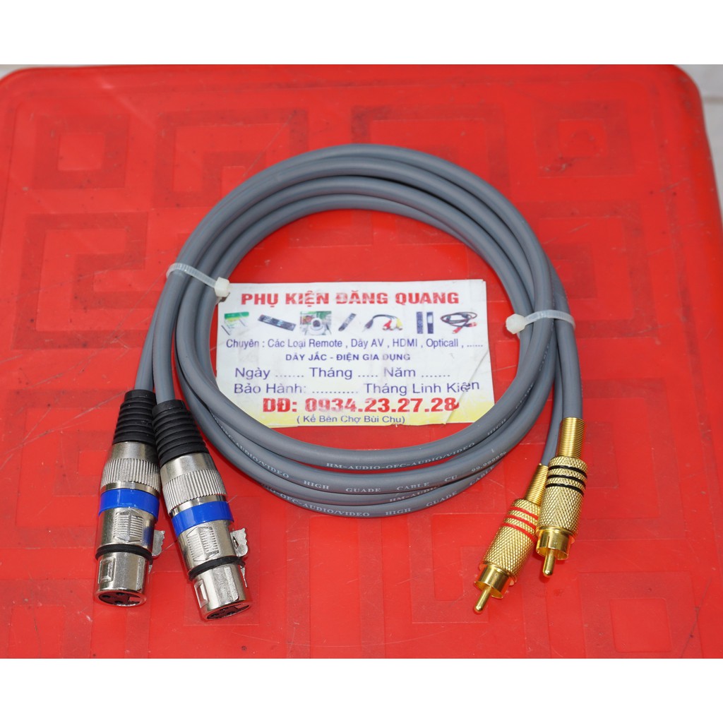 1 cặp dây canon Cái ra AV dài 1m dây xám