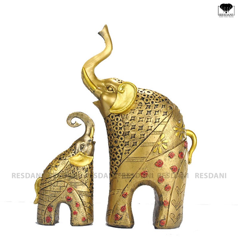 [ KHUYẾN MÃI LỚN ] Cặp Tượng Voi Mẹ Con Tai Vàng Tai Bạc Vật Phẩm Phong Thủy Quà Tặng Trang Trí Nhà RSD12 | BigBuy360 - bigbuy360.vn