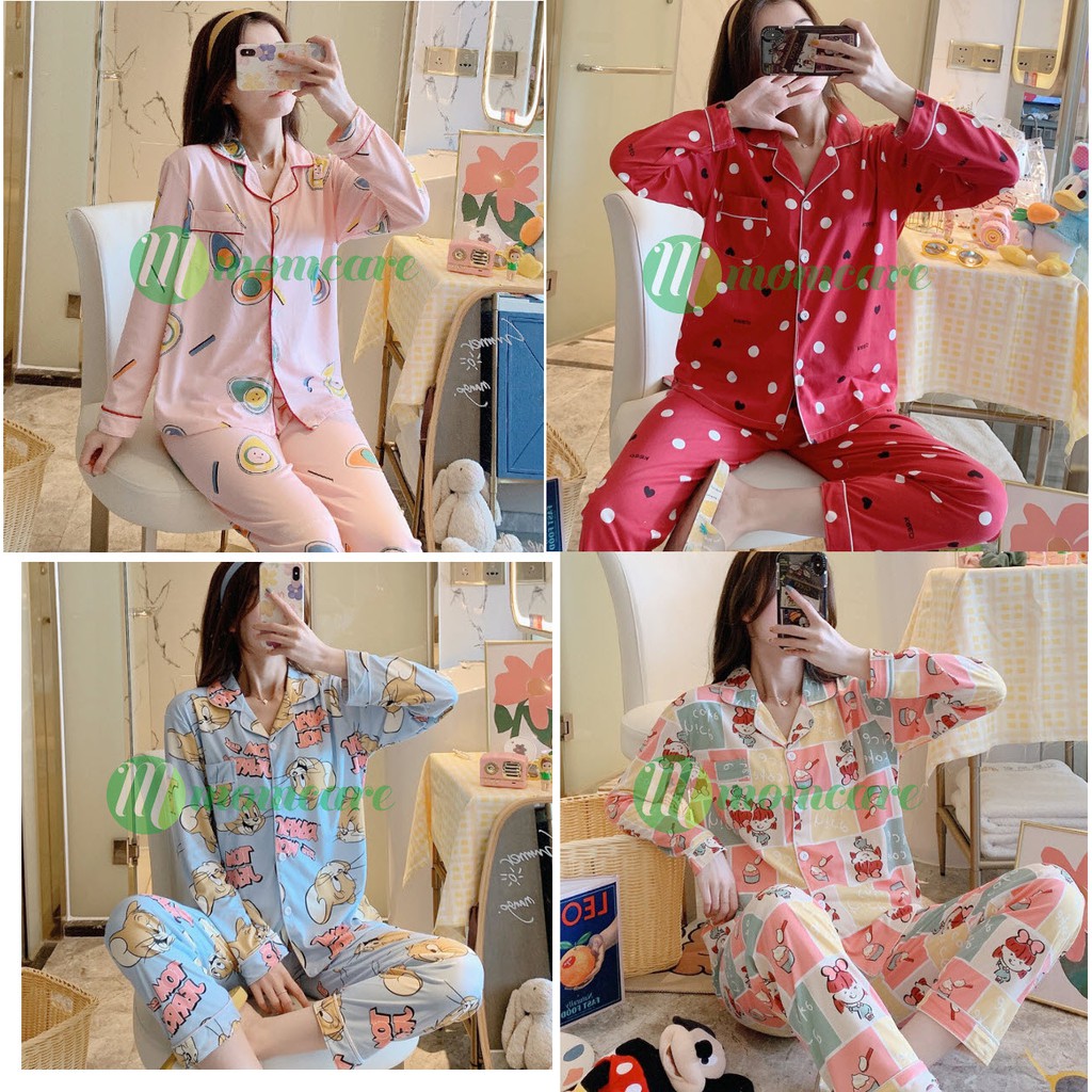 Bộ đồ ngủ nữ QUẢNG CHÂU cao cấp - Pijama nữ mặc nhà dài tay đẹp mềm mịn, dễ thương - Quần áo ngủ kiểu thời trang giá rẻ