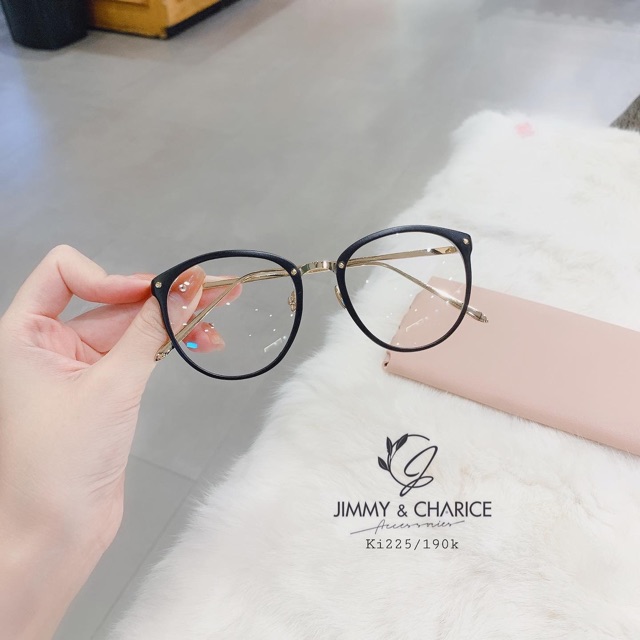 Gọng kính cận nữ Jimmy & Charice mắt tròn gọng kim loại cao cấp mặt kính chống xước chống tia UV tốt có cắt cận,loạn | BigBuy360 - bigbuy360.vn