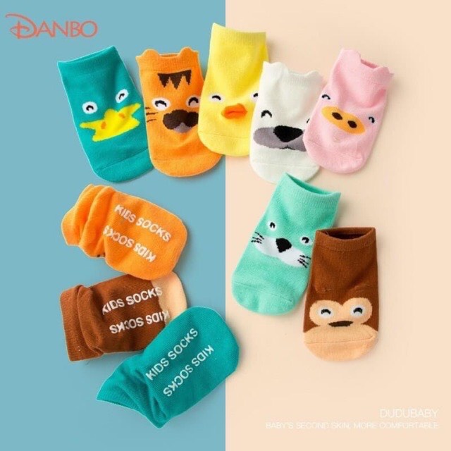 Tất thú Kids Socks hoạ tiết hoạt hình chống trơn trượt cho bé từ 0 - 2 Tuổi
