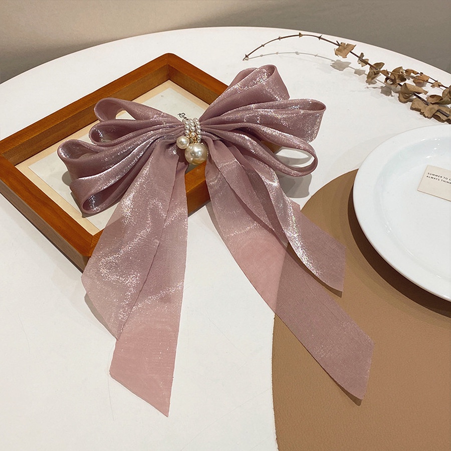 Kẹp Tóc Hình Nơ Đính Ngọc Trai Thời Trang Hàn Quốc