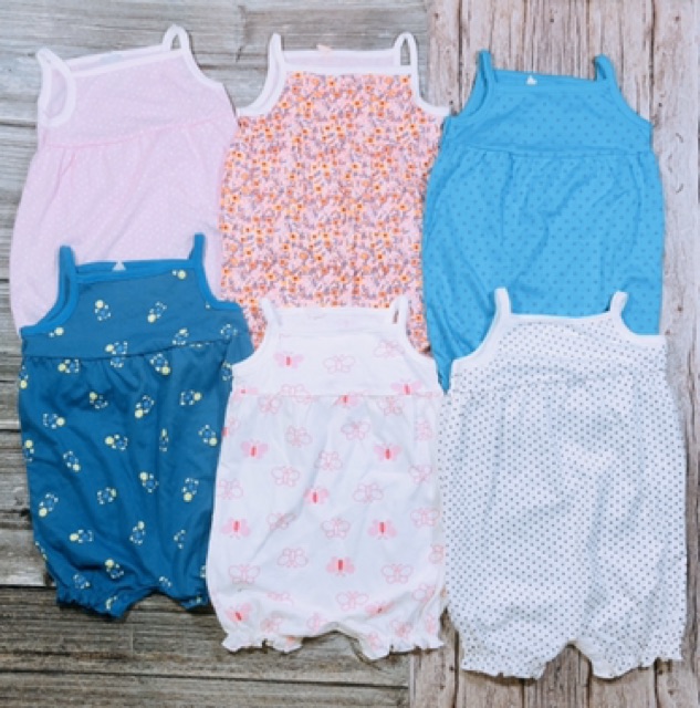 Romper body đùi hãng C&amp;S xuất dư loại 2 dây chất liệu cotton cho bé gái từ 6 tháng đến 18 tháng