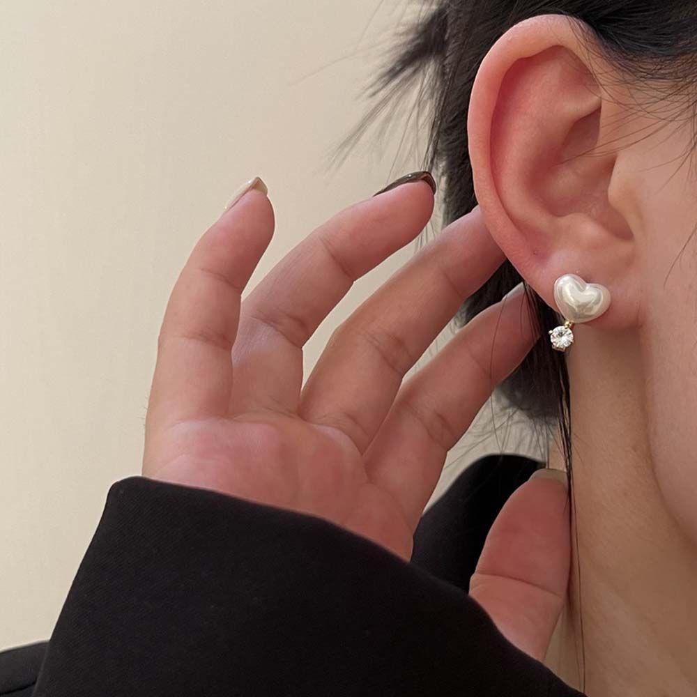 JARRED Bông Tai Hình Trái Tim Đính Đá Thời Trang Vintage Dành Cho Nữ