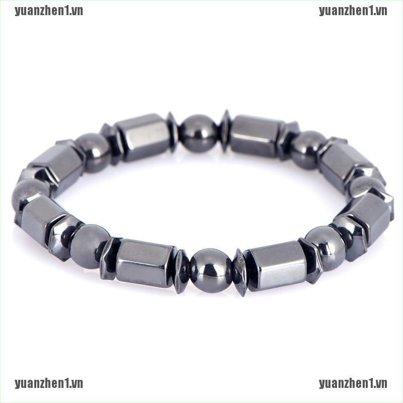 Vòng Tay Chuỗi Hạt Đá Hematite Màu Đen Từ Tính Chăm Sóc Sức Khỏe YUANZHEN1