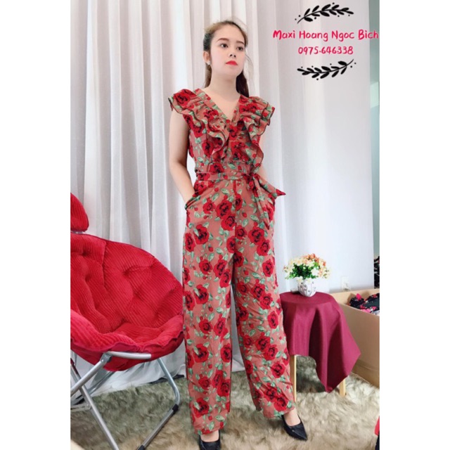 Jumpsuit dài họa tiết combo