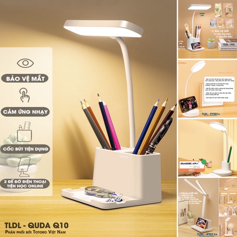 Đèn bàn học đọc sách tích điện TLDL - Bảo vệ mắt Cảm ứng 3 chế độ ánh sáng biến thiên