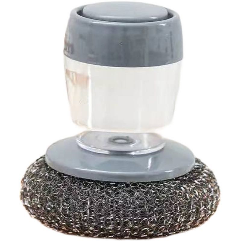 Bàn Chải Rửa Chén/Chùi Rửa Chén Sợi Thép Không Dính Có Ngăn Đựng Dung Dịch Lỏng Tự Động Tiện Dụng Cho Nhà Bếp