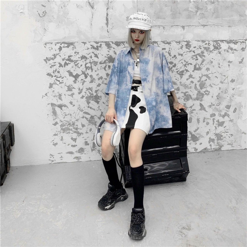 áo sơ mi unisex nam nữ loang màu hoạ tiết cực COOL | BigBuy360 - bigbuy360.vn