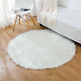 Thảm lông hình tròn đường kính 80cm, thảm lông chụp hình, thảm lông lót sàn sunyshop