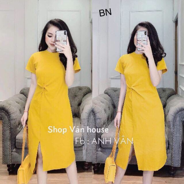 VÁY XOẮN EO CỔ TRÒN XẺ VẠT DÁNG XUÔNG