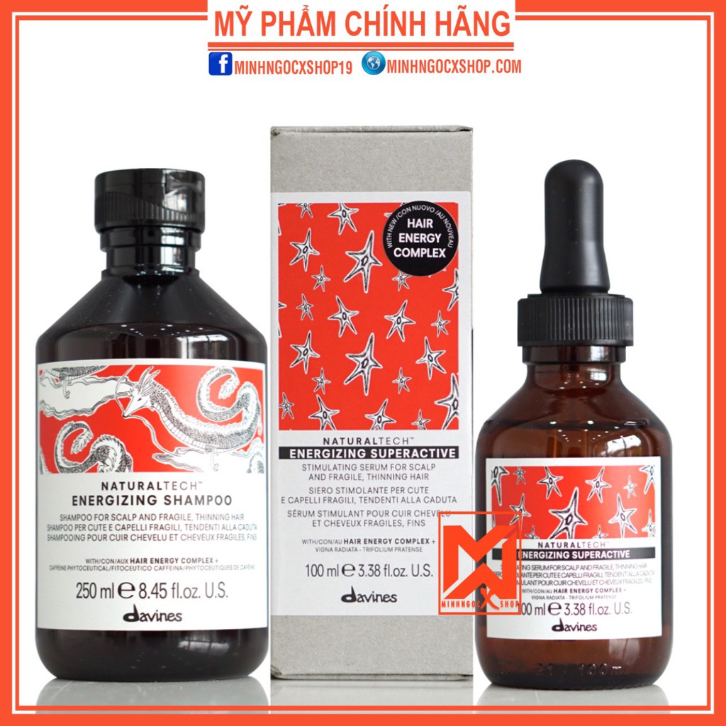 Bộ sản phẩm dầu gội chống rụng  DAVINES 250ml + tinh chất DAVINES ENERGIZING SUPERACTIVE 100ml chính hãng