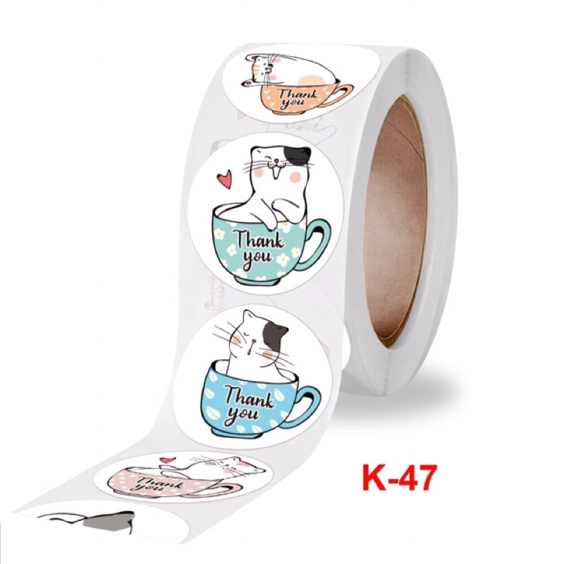 Cuộn 500 stick dán hình mèo kute