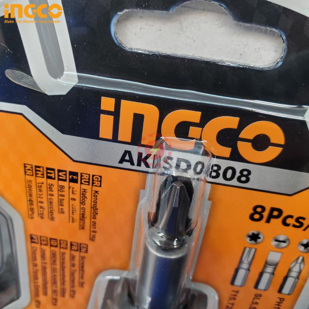 Bộ tua vít đa năng 8 chi tiết INGCO AKISD0808 đóng mở 2 chiều tự động có nam châm sửa điện thoại máy tính