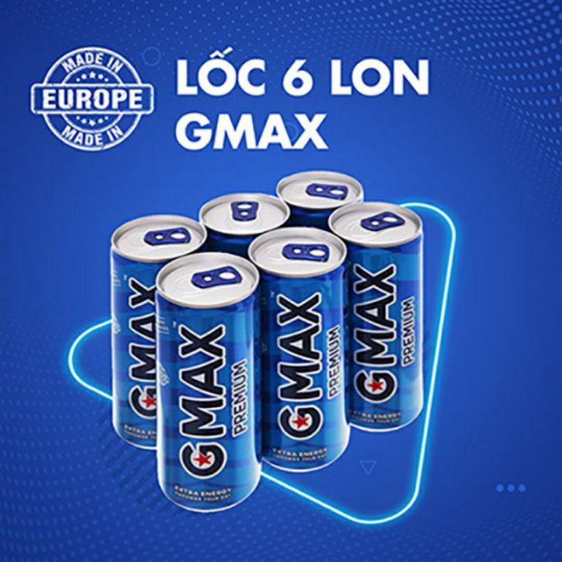 (Lốc 6 lon)Nước tăng lực cao cấp Gmax 250ml Ba lan(GMAX Premium energy drink 250 ml)