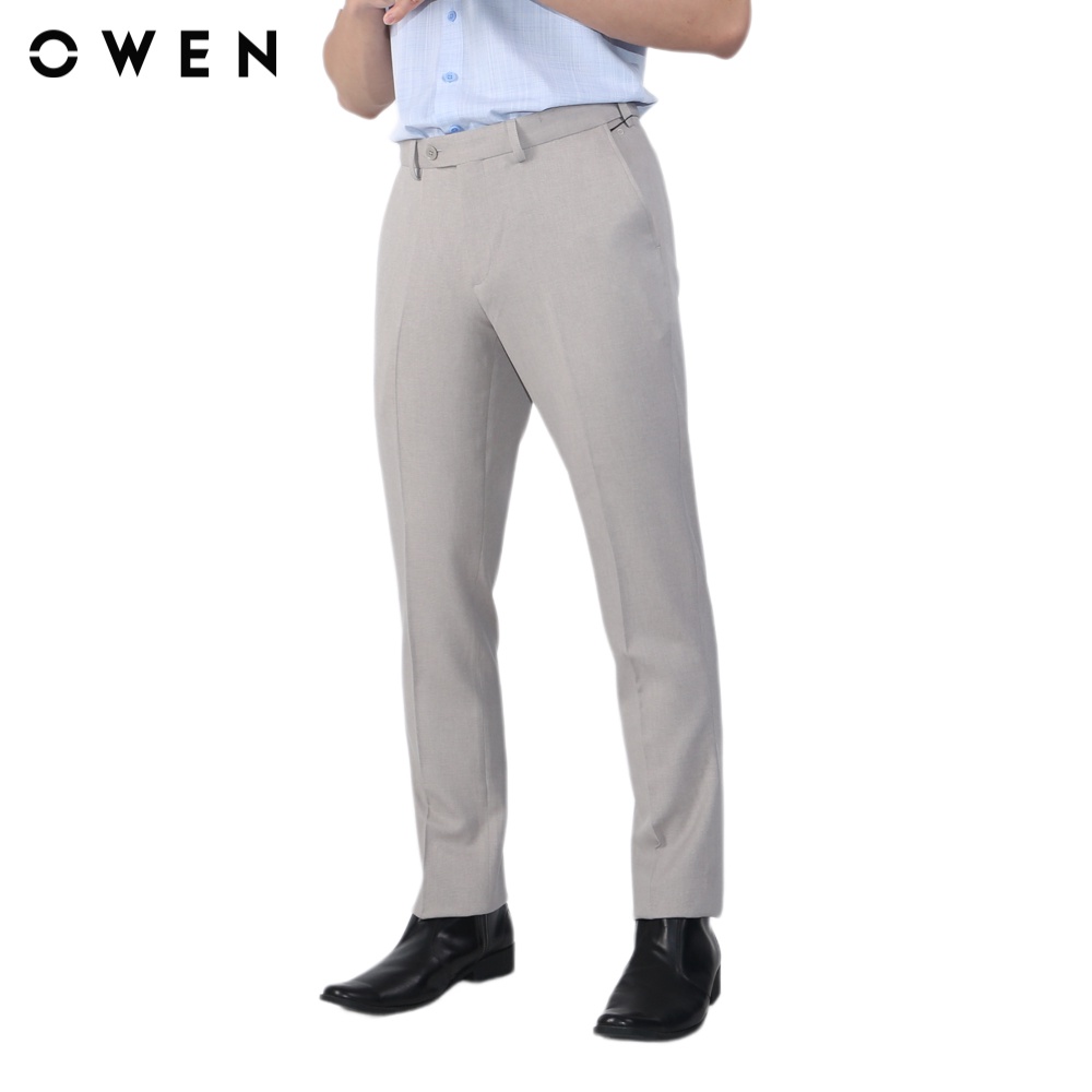 Quần tây Nam Owen Nano Regular Fit tăng đơ Be melange - QRT23478