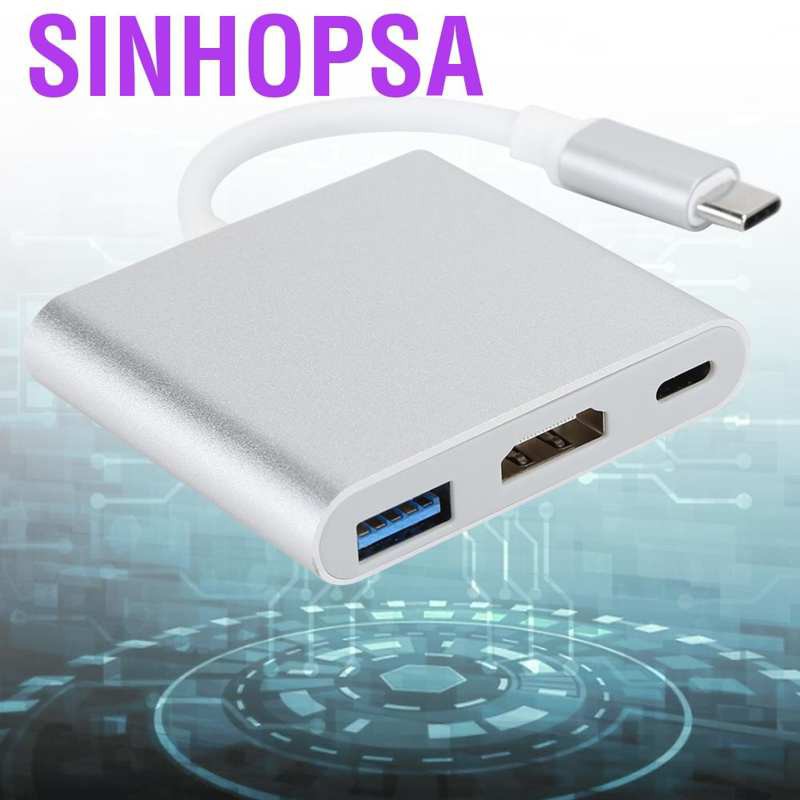 Sinhopsa USB 3.1‑C Hub 3‑in‑1 Type C 3.1 to USB‑C 4K 3.0 Adapter HDMI Cable for OS X