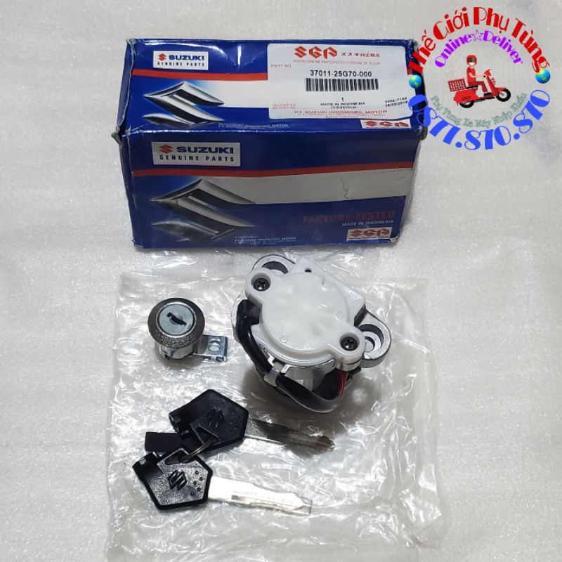 Bộ khóa máy Suzuki Raider có nắp từ zin mới - 37011-25G70-000
