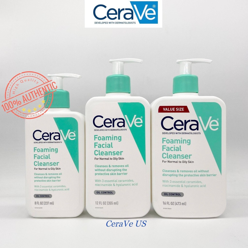 [Mã 1911FMCGSALE giảm 8% đơn 500K] Sửa rửa mặt da dầu Cerave Foaming Facial Cleanser 355ml/473ml