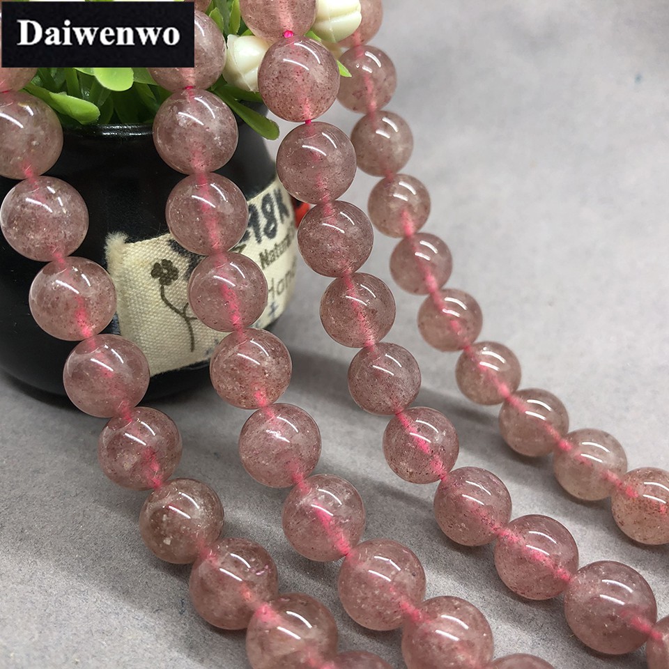 Strawberry Quartz Beads 6-10mm Round Natural Loose Stone Bead DIY for Jewelry