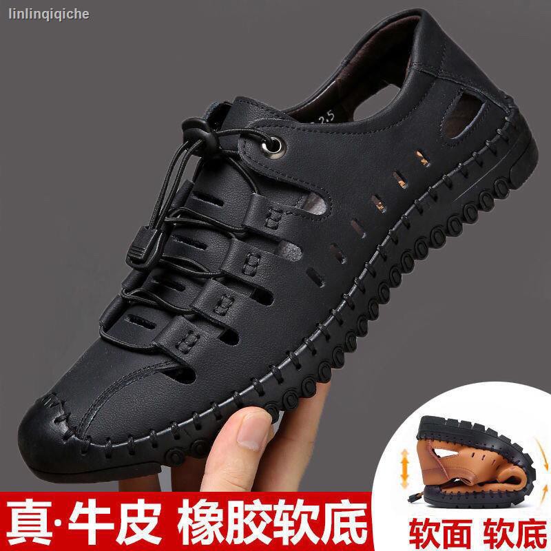 Giày Sandal Da Đế Mềm Thiết Kế Đục Lỗ Thoáng Khí Thời Trang Đi Biển Cho Nam 1