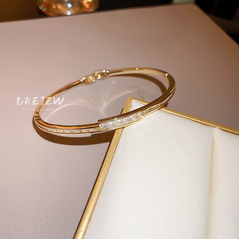 DREJEW Vòng Tay Mạ Vàng Đính Đá Zircon Siêu Nhẹ Thời Trang Cao Cấp