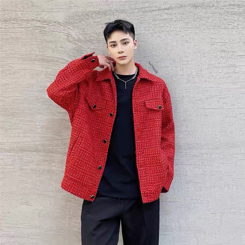 ÁO KHOÁC DẠ TWEED ĐỎ CHO NAM |TAHISHOP|