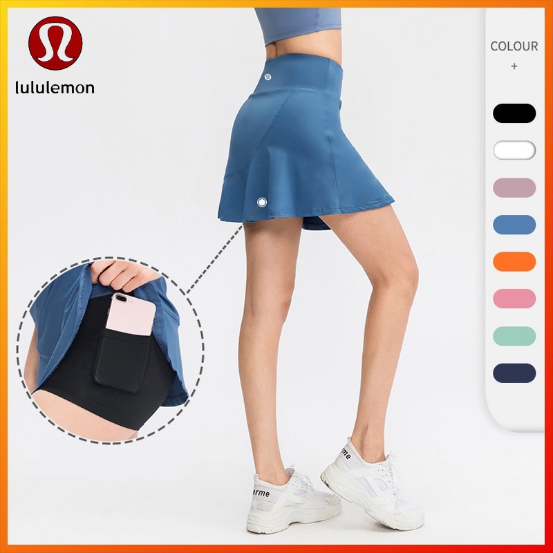 Lululemon new yoga sports women's skirt loose and soft two-piece design light proof pocket women's shorts 02420