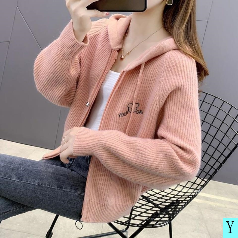 Áo Khoác Cardigan Dệt Kim Có Mũ Trùm Dáng Rộng Phong Cách Phương Tây Thời Trang Mùa Xuân Mới 2022