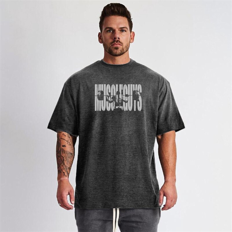 Áo thun cotton tay ngắn tập gym thời trang mùa hè cho nam giới 2021