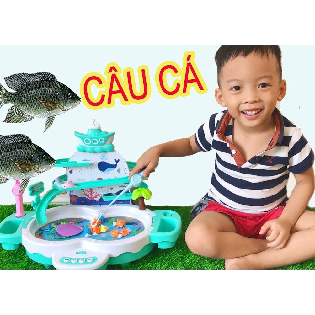 Đồ Chơi Câu Cá Cầu Trượt Mô Hình Thác Nước: Có Đèn, Có Nhạc, Cá nhẩy Vui Nhộn