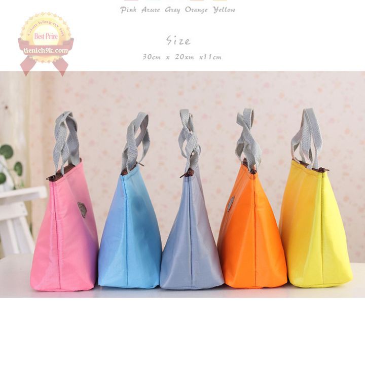 Túi đựng hộp cơm giữ nhiệt ấm thức ăn có khóa kéo bọc Vải dù OxFord chống thấm nước