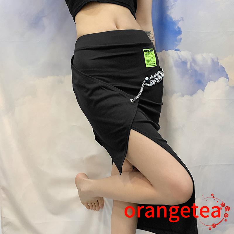 Chân Váy Nữ Dài Lưng Cao In Chữ Thời Trang
