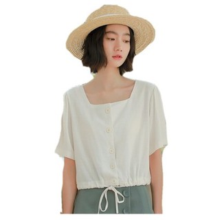 Áo croptop cổ vuông buộc dây eo