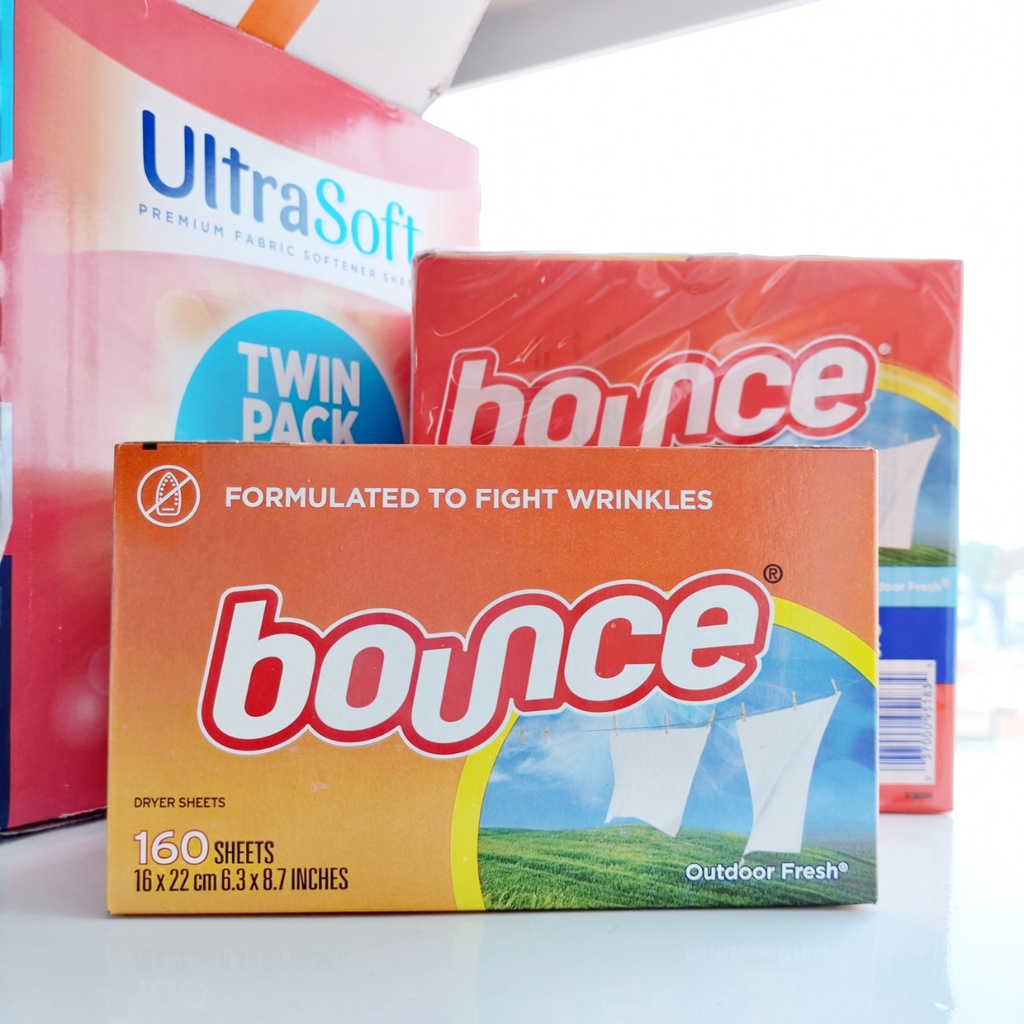 Giấy xả thơm vải Bounce 160 tờ giấy xả quần áo Mỹ (hàng USA) / Lốc 2 hộp giấy thơm Bounce