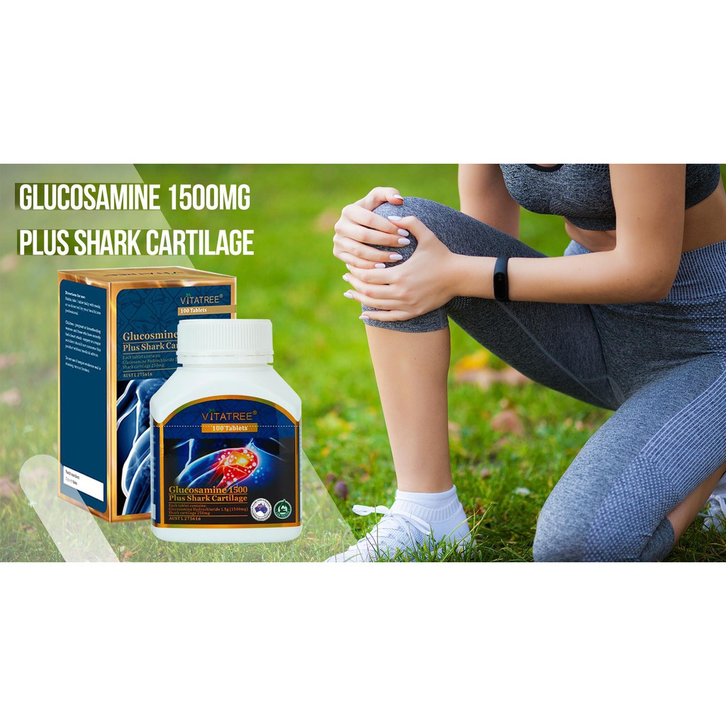 Viên Uống Bỏ Xương Khớp Vitatree Glucosamine plus shark cartilage 1500mg/100 Viên HÀNG ÚC CHÍNH HÃNG