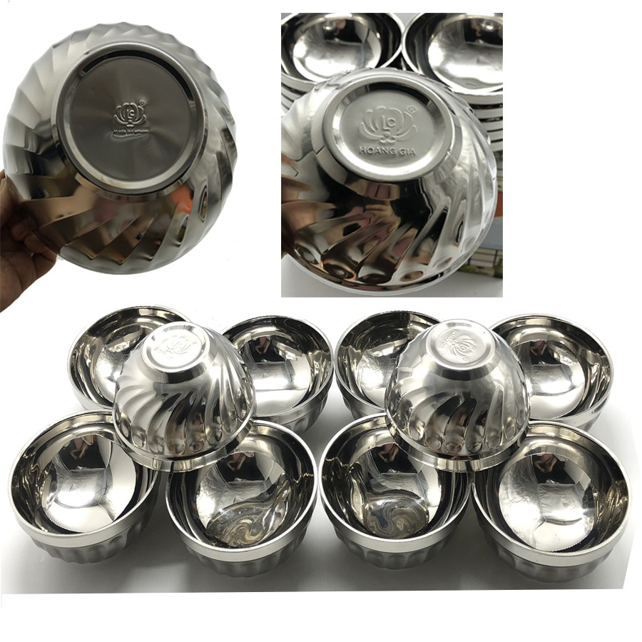Mua Bộ 10 bát cơm Inox 2 lớp cách nhiệt Hoàng Gia mẫu xoắn cỡ 14cm,16cm ...