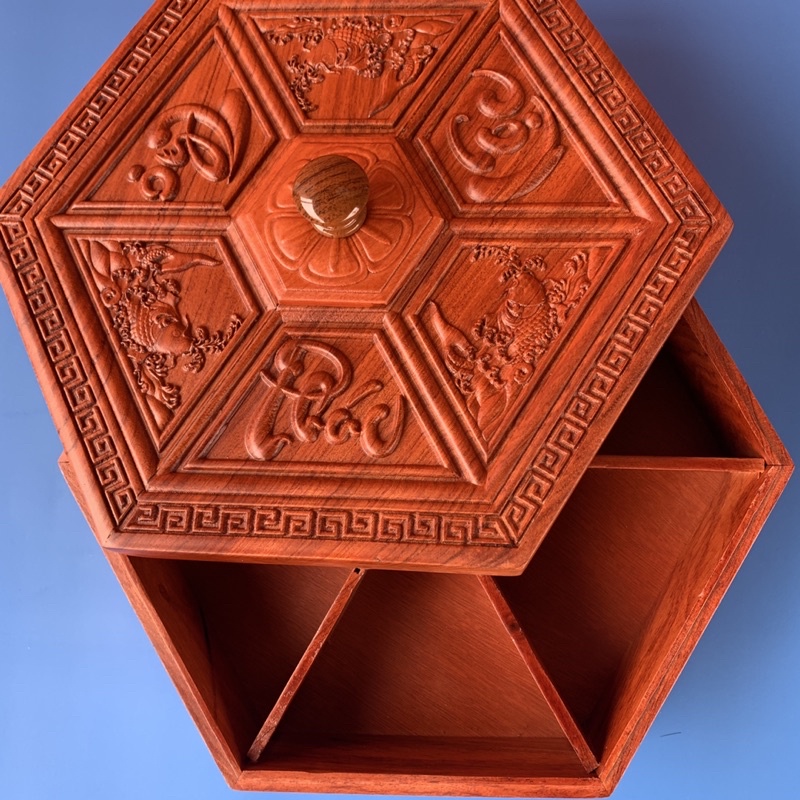 Hộp Mứt Tết Gỗ Hương Lào Cao Cấp Kích Thước 31x27x12cm