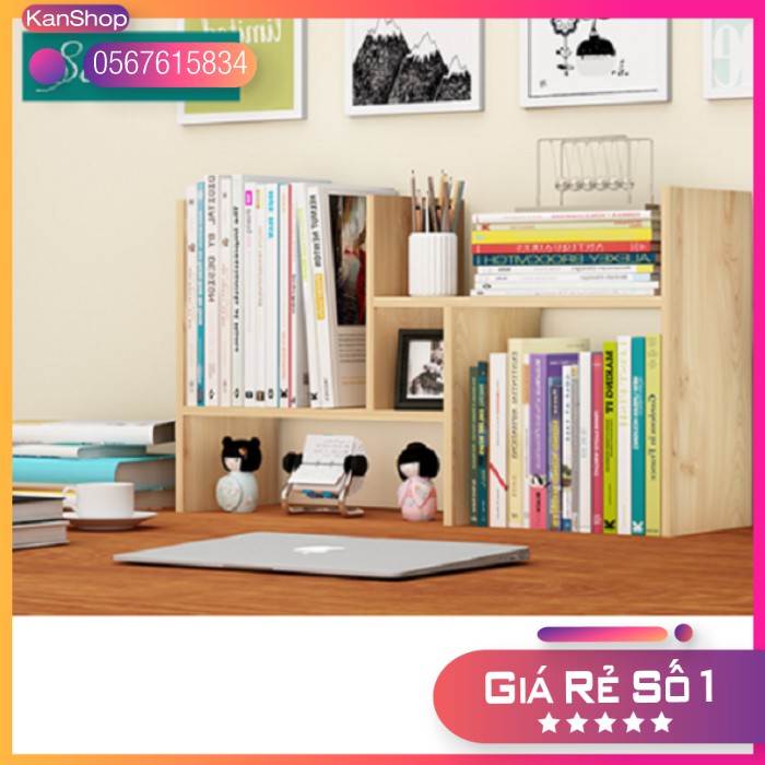 Kệ sách gỗ để bàn lắp ghép KS01 - Kệ sách gỗ để bàn giá rẻ, hàng lắp ráp thông minh, đựng đồ đa năng