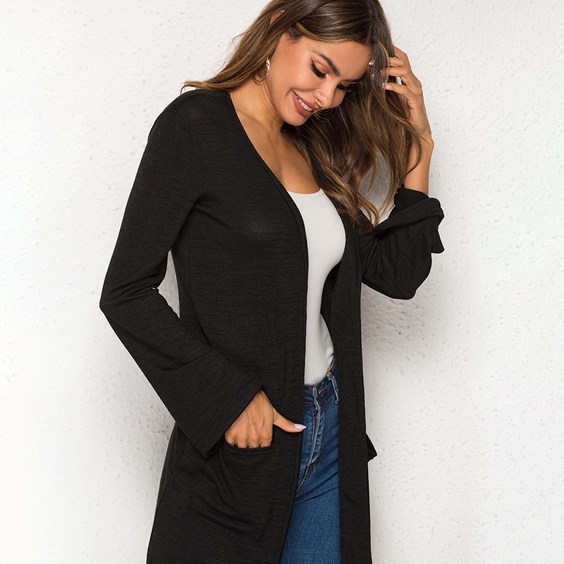 Áo khoác cardigan dệt kim tay dài cổ chữ V dáng rộng có túi thời trang thu đông cho nữ | BigBuy360 - bigbuy360.vn