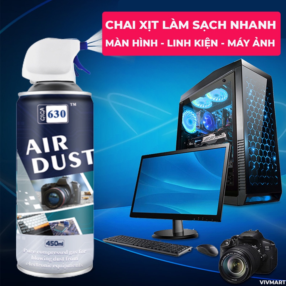 ✅ Chai Xịt Air Duster Làm Sạch Nhanh Bo Mạch Điện Tử, Linh Kiện, Máy Ảnh, Bàn Phím, Màn Hình Laptop, Ti Vi, Điện Thoạị